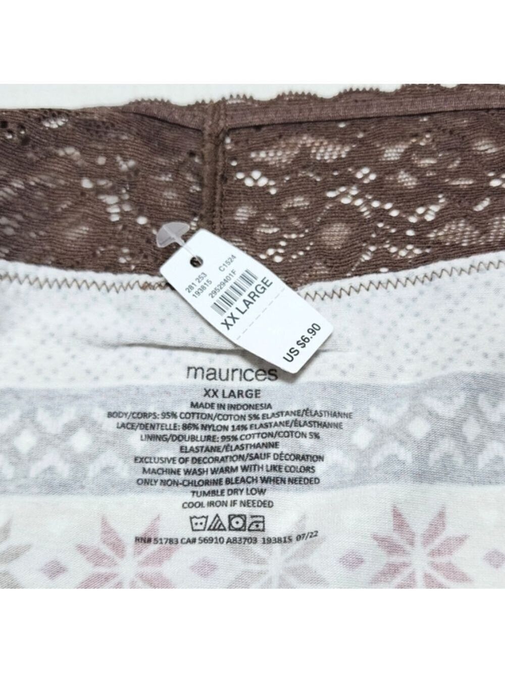 Maurices Simply Comfy Fairisle Cotton Cheeky Panty XXL - New With Tags - Picture 4 of 4